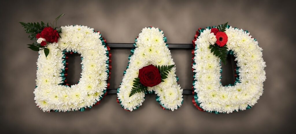 Dad fresh flower letter funeral tribute, Eastbourne