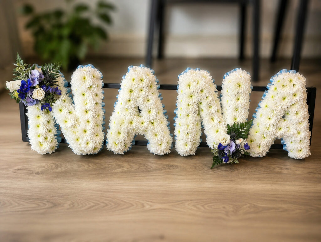 Nana fresh flower letter funeral tribute, Eastbourne