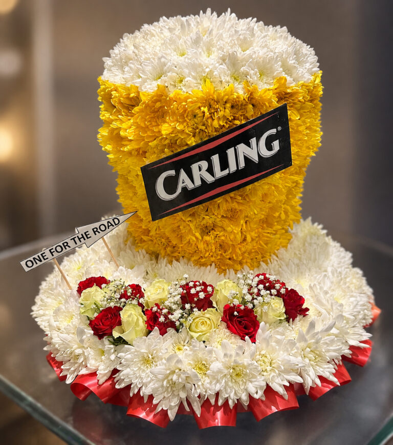 Pint of beer personalised funeral tribute, Eastbourne