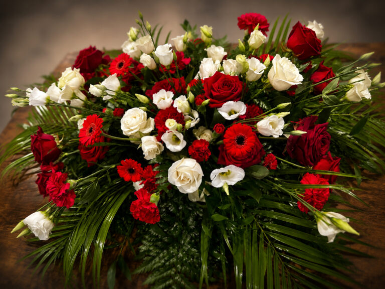 Handcrafted funeral casket spray, available in 3ft to 6ft, Eastbourne
